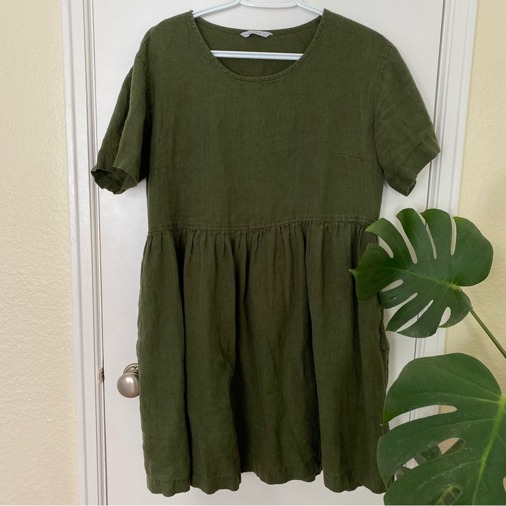 Linenfox Anna Dress in Forest linen